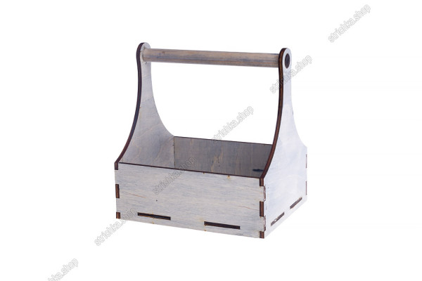 Дерев'яний ящик з ручкою для квітів 15x14x11см. Блакитний