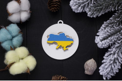 Дерев’яна іграшка, патріотична. Мапа України в синьо-жовтий 80х87мм
