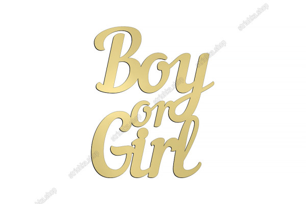 Топер торцевий, дзеркальний пластик, Boy or Girl, №2. Золотий