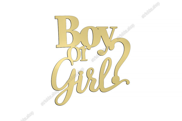 Топер торцевий, дзеркальний пластик, Boy or Girl, №3. Золотий