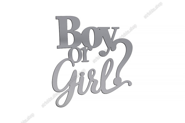 Топер торцевий, дзеркальний пластик, Boy or Girl, №3. Срібний