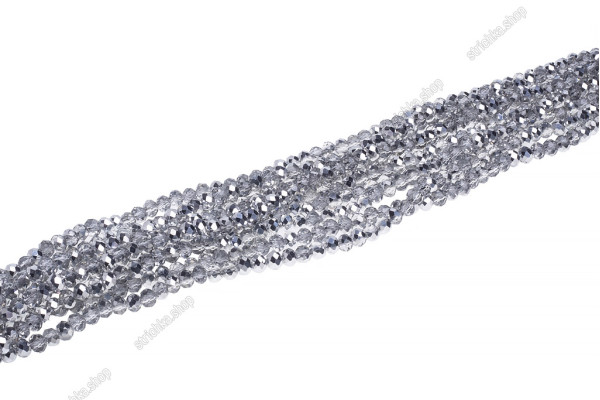 Намистини Хрусталь Rondelle 8мм, 72шт./нит. № 115 White Silver on Crystal
