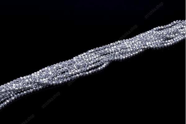 Намистини Хрусталь Rondelle 2мм. № 141 White Silver