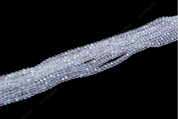Намистини Хрусталь Rondelle 2мм. № 1 AB+ Crystal