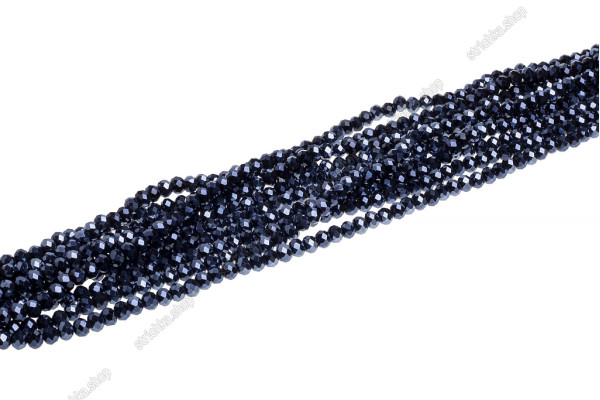 Намистини Хрусталь Rondelle 6мм, 85-90шт./нит. №2 AB Black