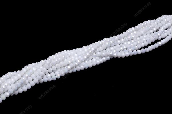 Намистини Хрусталь Rondelle 4мм, 120-130шт./нит. №43 AB White Opaque