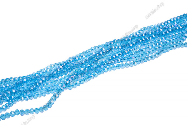 Намистини Хрусталь Rondelle 4мм, 120-130шт./нит. №8 AB Aquamarine