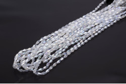 Намистини кришталеві Біконус довгий 4x8мм, +/-65шт./нит. №1 AB Crystal