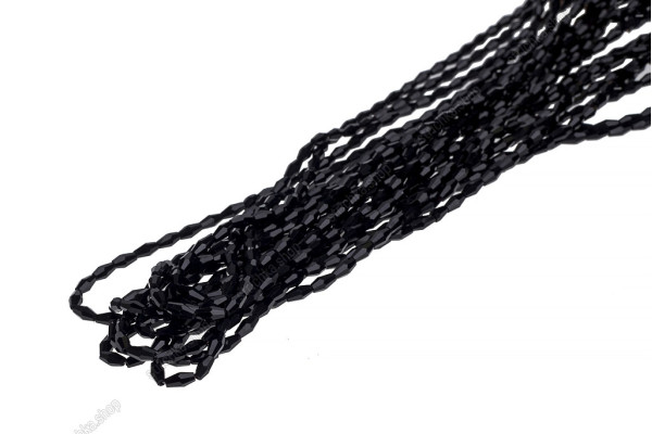 Намистини кришталеві Біконус довгий 4x8мм, +/-65шт./нит. №2 Black