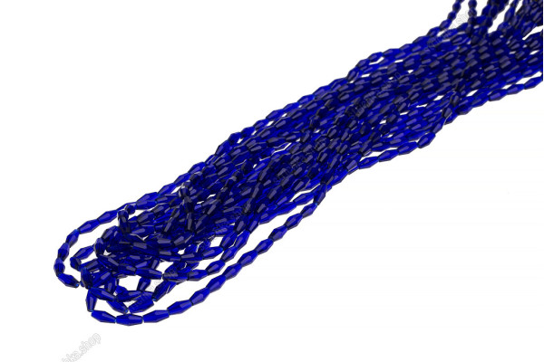 Намистини кришталеві Біконус довгий 4x8мм, +/-65шт./нит. №5 Cobalt