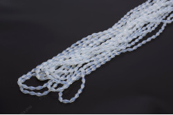 Намистини кришталеві Біконус довгий 4x8мм, +/-65шт./нит. №82 White Opal