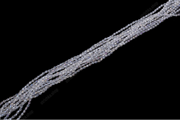 Намистини Хрусталь, Капля 3x5мм, 90шт./уп. № 1 AB Crystal