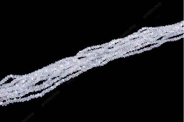 Намистини Хрусталь Трикутник 4x2.7мм, 125-130шт./нит. №1 AB Crystal