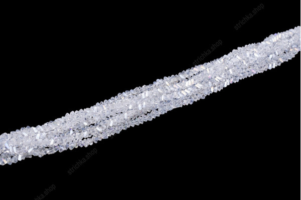 Намистини Хрусталь Трикутник 6x3.5мм, 85-90шт./нит. №1 AB Crystal