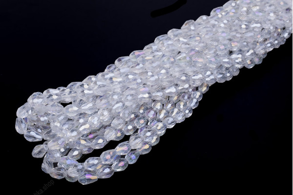 Намистини Хрусталь, Капля 8x11мм, 58шт./нит. №1 AB Crystal