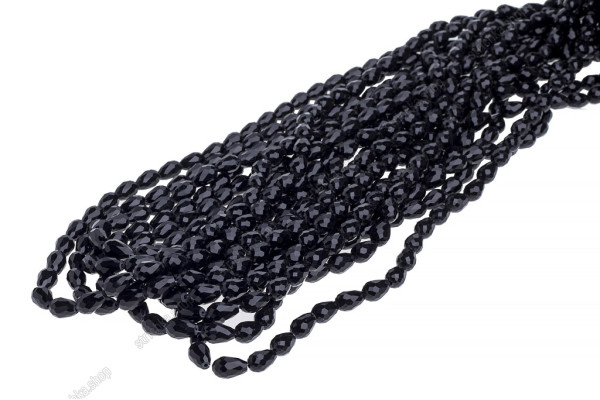 Намистини Хрусталь, Капля 8x11мм, 58шт./нит. №2 Black