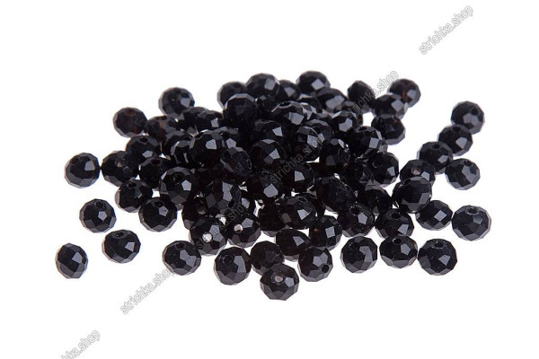 Намистини Хрусталь Rondelle 6мм, 85-90шт./нит. №2 Black