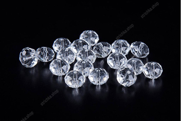 Намистини Хрусталь Rondelle 12мм, 18шт./нит. №1 AB Crystal