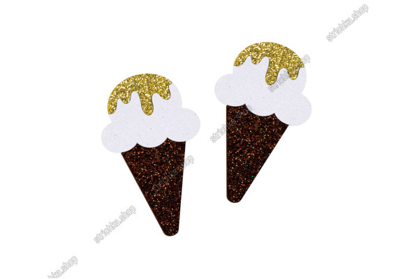 Патч, аплікація глітер, Морозиво в стаканчику 45x27мм