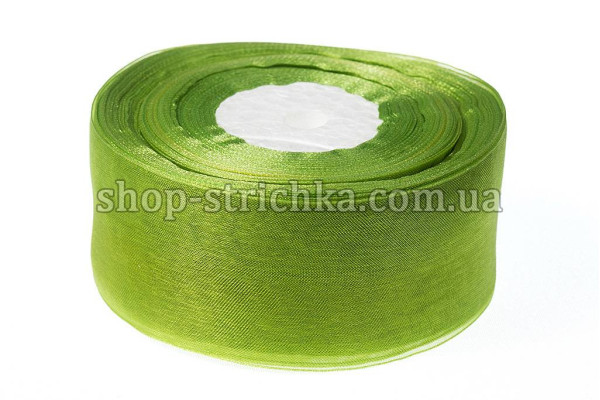 Стрічка органза 0,9см. Оливковий