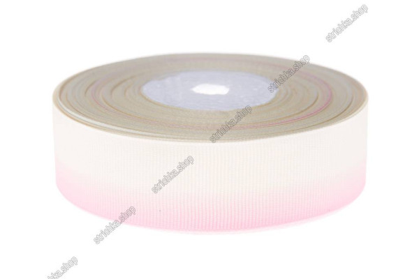Стрічка репсова 2,5см. Градієнт. Кремовий-рожевий
