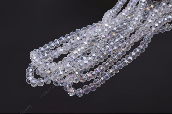 Намистини Хрусталь Rondelle 8мм, 65-70шт./нит. № 1 AB Crystal