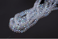 Намистини Хрусталь Rondelle 8мм, 65-70шт./нит. №1 AB+ Crystal