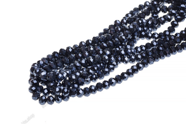 Намистини Хрусталь Rondelle 8мм, 65-70шт./нит. № 2 AB Black